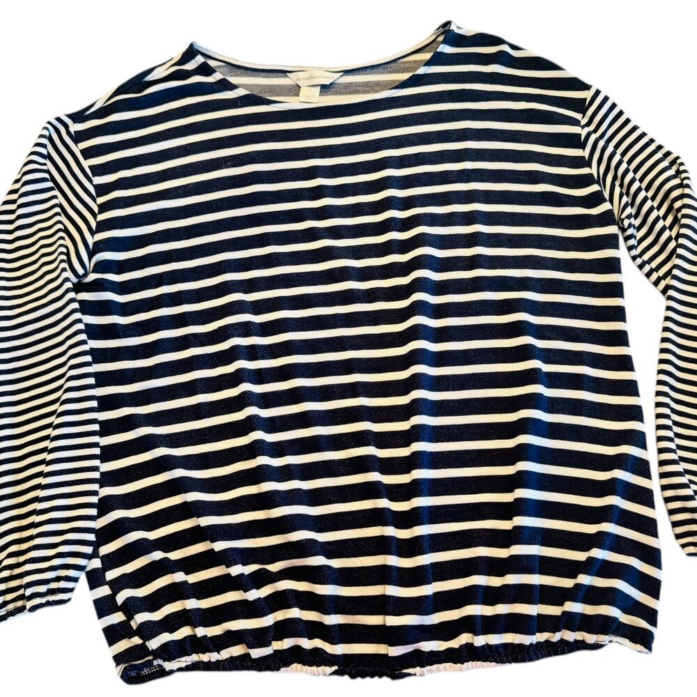 Christopher and Banks blue and white stripped shirt size XL